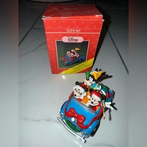 schmid disney characters mickey, minnie, goofy christmas ornament